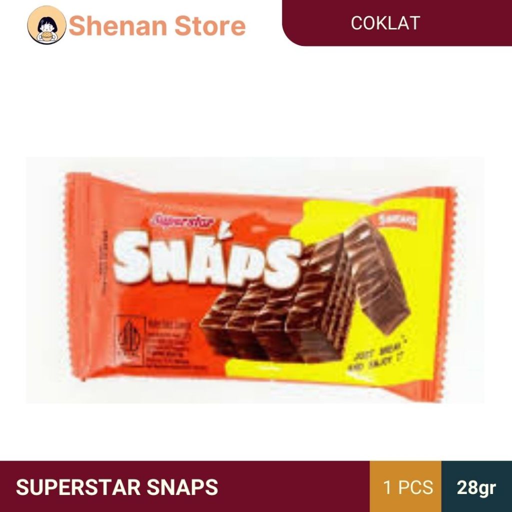 

SUPERSTAR SNAPS COKLAT ECERAN BIJIAN PCS WAFER COKLAT CEMILAN MAKANAN RINGAN