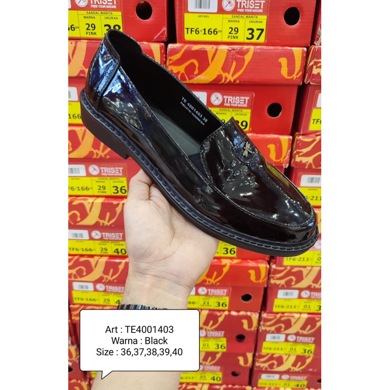sepatu flat shoes hitam merk triset matahari