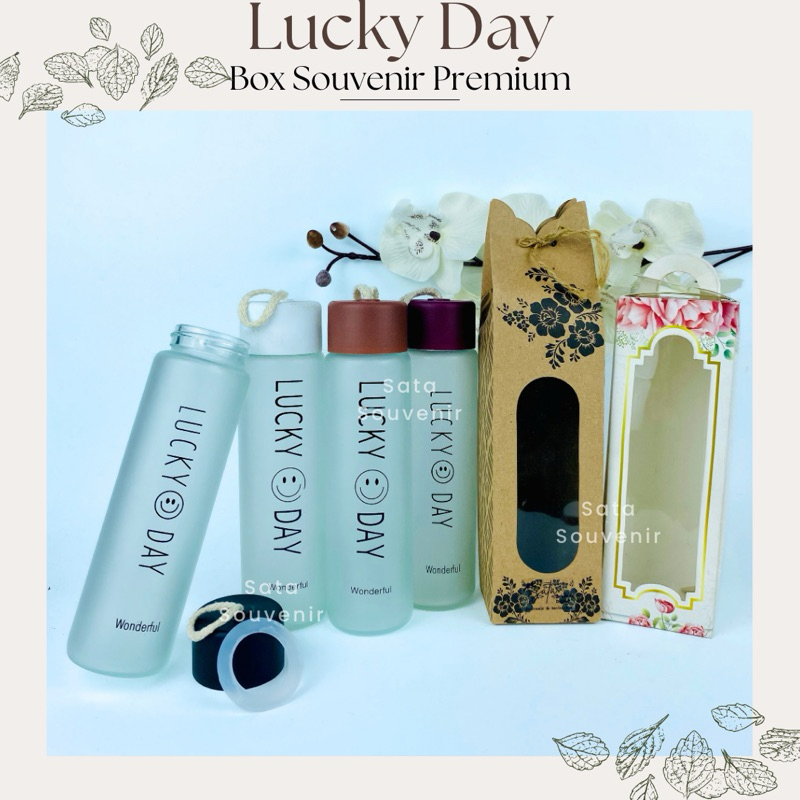 (Min 50pcs) Botol Luckyday DOFF/SOUVENIR BOTOL KACA/SOUVENIR/ botol minum kaca / botol kaca good luc