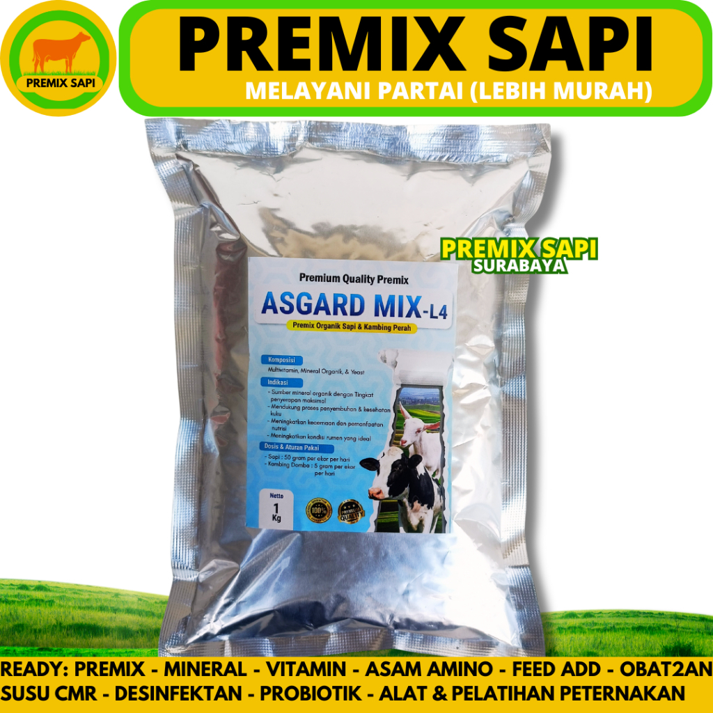 Premix Sapi Perah ASGARD MIX 1 KG - Premix Sapi Perah - Premix Kambing Perah - Premix Mineral Organi