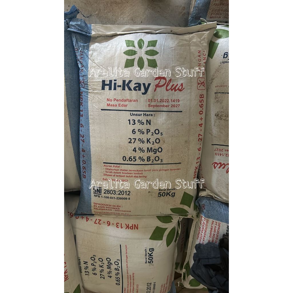 NPK Hikay-Plus 13-6-27-4+0,65%B Repack 50Kg