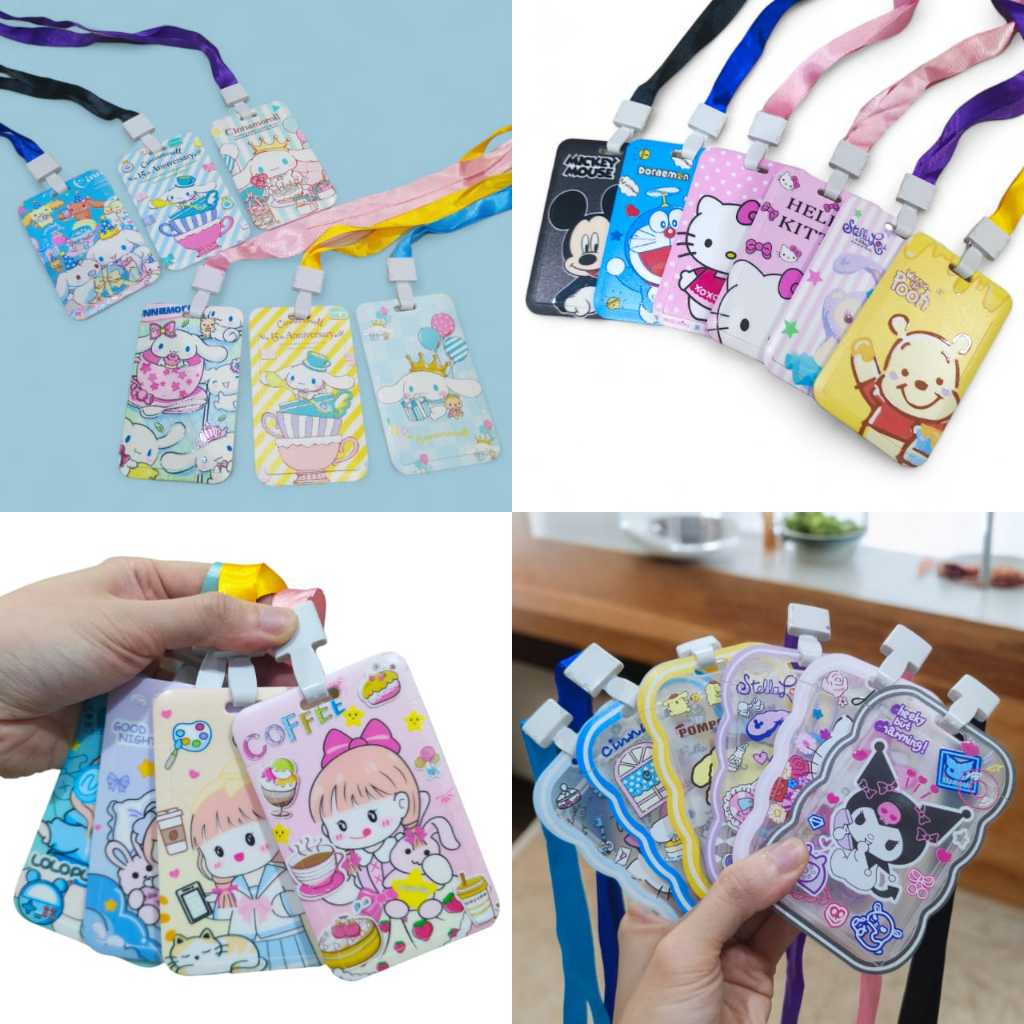 

STIPA Kalung Tali ID Card Hard Case Motif Gambar Karakter Name Tag Mika Plastik Kantor Sekolah Bus Kartu Flazz Tap