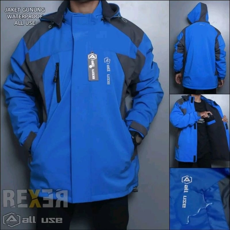 JAKET WATERPROOF WINDPROOF GUNUNG ALL USE ORIGINAL JAKET ALL USE JAKET GUNUNG ALL USE BIRU MIX ABU