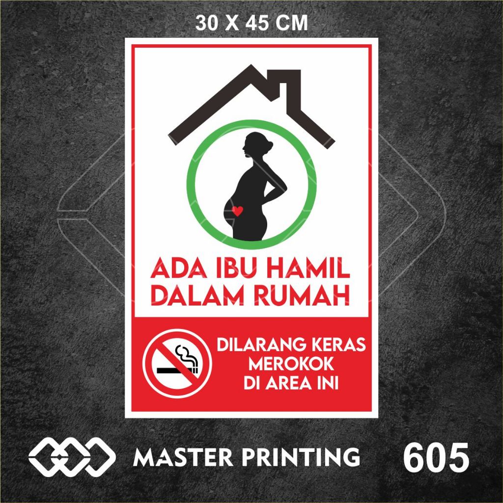 

605 - Stiker Dilarang Merokok, Ada Ibu Hamil, Sticker Vinyl, Tahan Air, Termurah, dan Bisa Custom