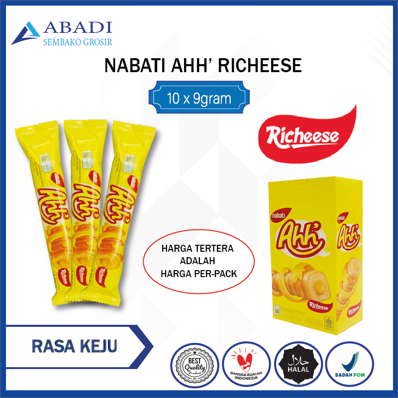 

Richeese Nabati Ahh Rasa Keju 1 Pak 10pcs @9gram 1BOX