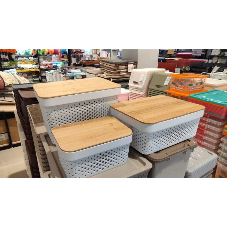 SHOPEE SALE COD SAMEDAY STORAGE BOX INFORMA  BOX SERBAGUNA DENGAN TUTUP KAYU BOX ORGANIZER ORGANIZER