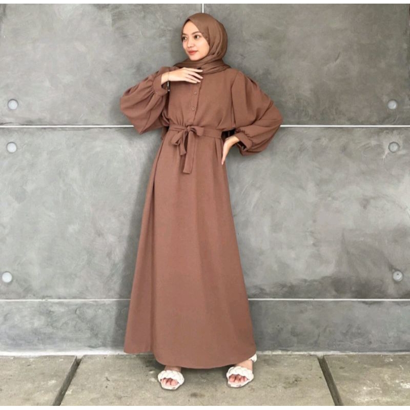 Gamis Wilona bahan cringkel airflow / dress wilona / gamis busui