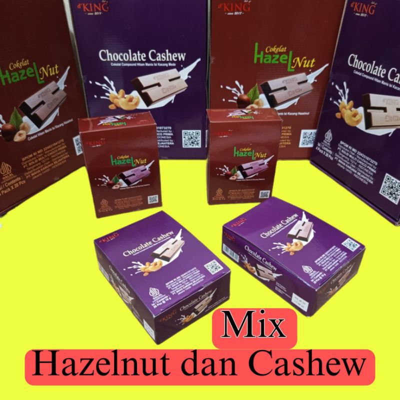 

Coklat Cashew 2 pack mix Cokelat Hazelnut 2 pack Chocolate hitam manis d'KING