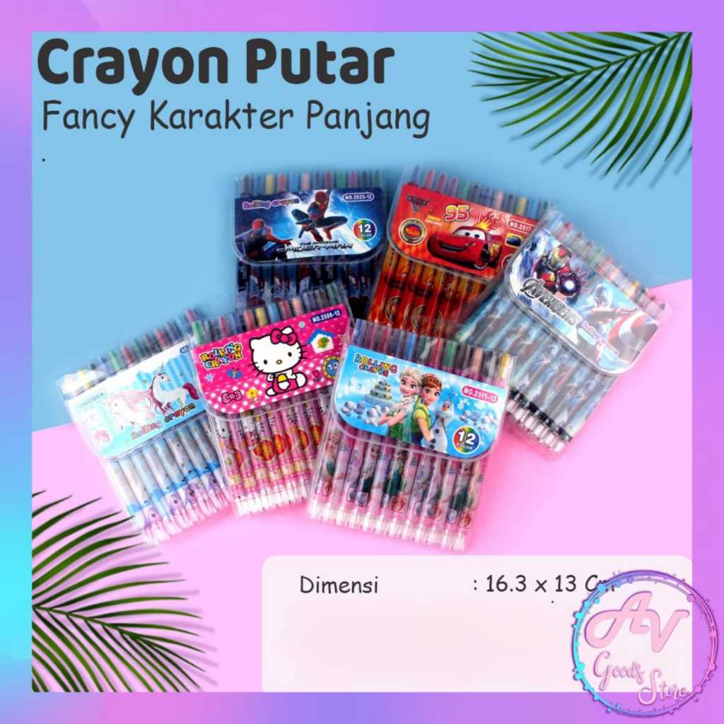 

Crayon / Crayon Putar PANJANG 12 warna / Oil Pastel Putar / Rolling Crayon