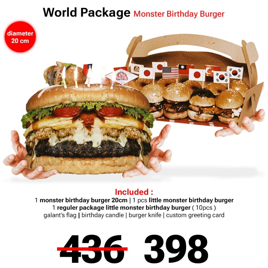 

World Monster Birthday Burger 20cm (Birthday Cake Aesthetic)