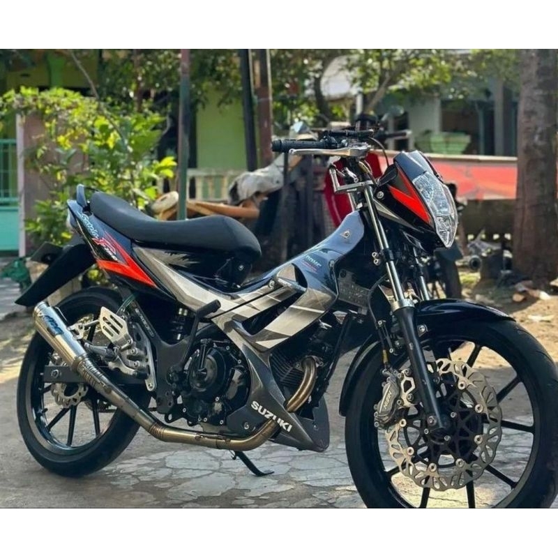 (BISA COD) Striping Satria Fu f150 2008 hitam abu striping lis stiker standar Ori suzuki satria fu 2