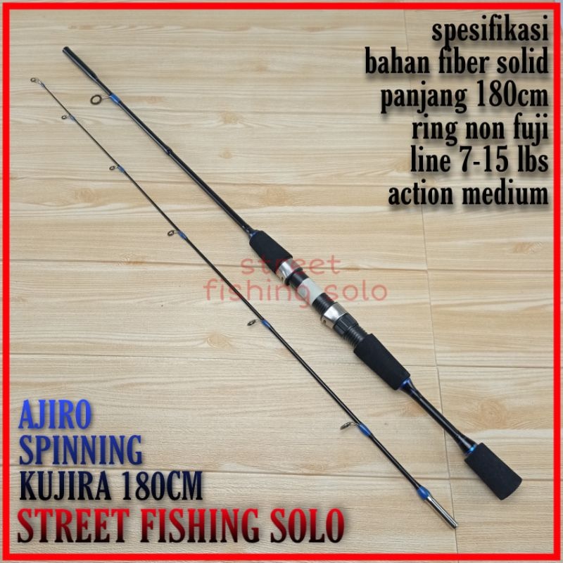 Joran pancing spinning fiber medium lentur ajiro kujira max drag 10 kg 8-17 lb mancing kolam sungai 