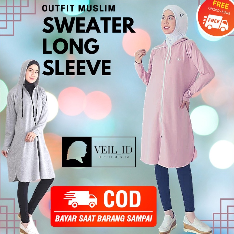 Baru Meriah  Outfit Muslim Wanita Hijab Sweater Hoodie Long Sleeve Jumper Untuk Olahraga Jogging Lar