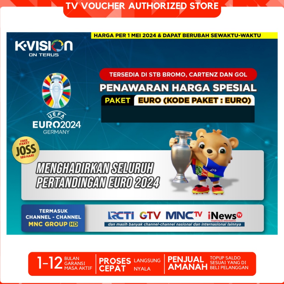 Harga TERMURAAH Voucher Paket Kvision EUFA EURO GERMANY 224 K VISION