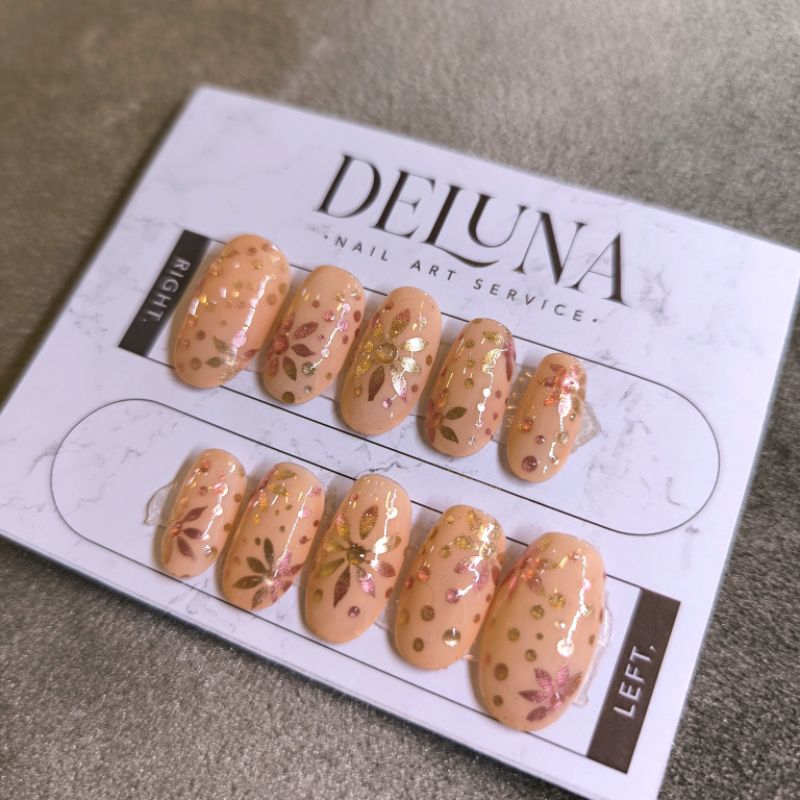 CUSTOM NAIL ART / KUKU PALSU CANTIK / NAIL ART PARTY / KUKU PALSU AESTHETIC/ KUKU PALSU LUCU 'PEACH'