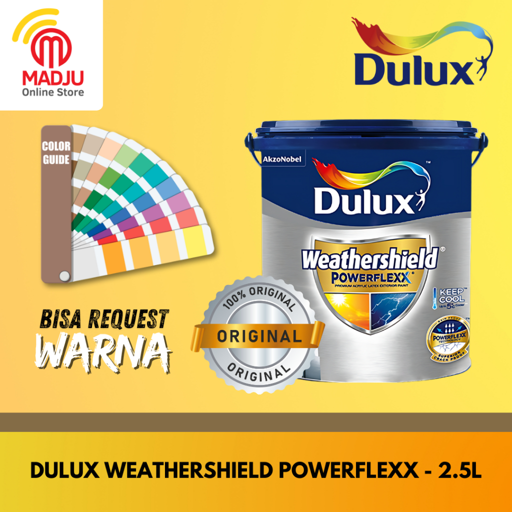 Dulux Weathershield Powerflexx Next Gen - Cat Tembok Eksterior - 2.5 L JAMINAN PERLINDUNGAN 7 TAHUN