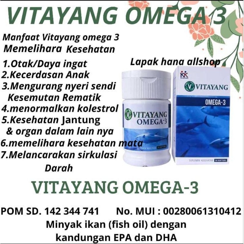 

Vitayang Susu Bubuk Skim, Vitayang omega-3, Supergreen food paket Hemat dapat mengatasi asam lambung, menebalkan dinding lambung jantung, syaraf terjepit, kecerdasan anak