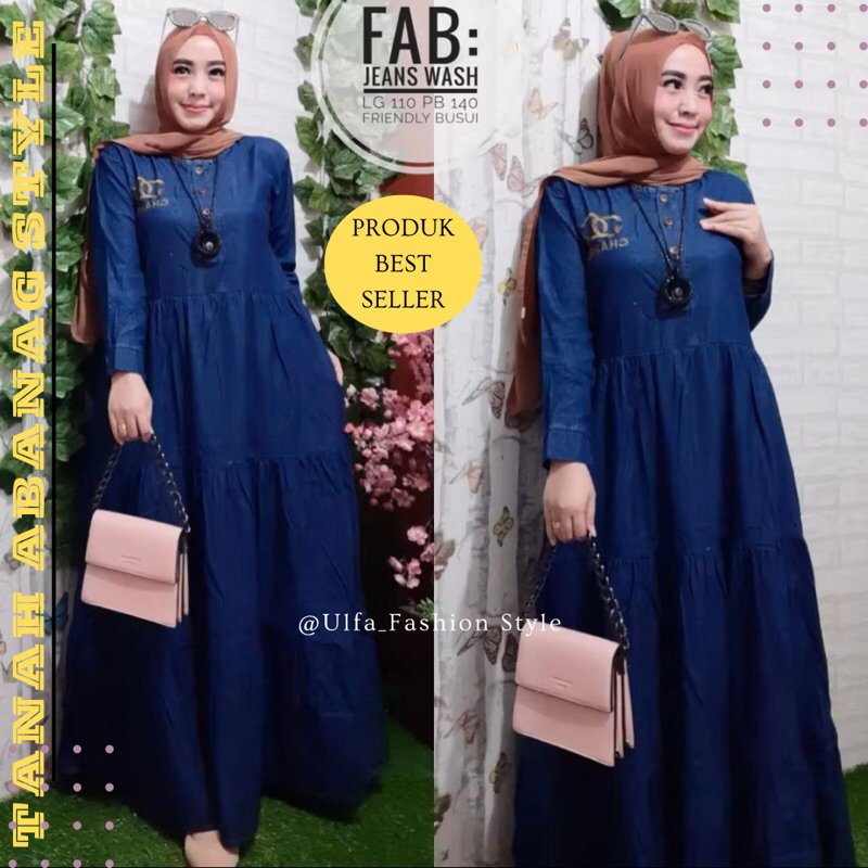 gamis jeans rempel / gamis lepis / gamis jeans jumbo / gamis jeans / gamis / gamis lepis terbaru / g