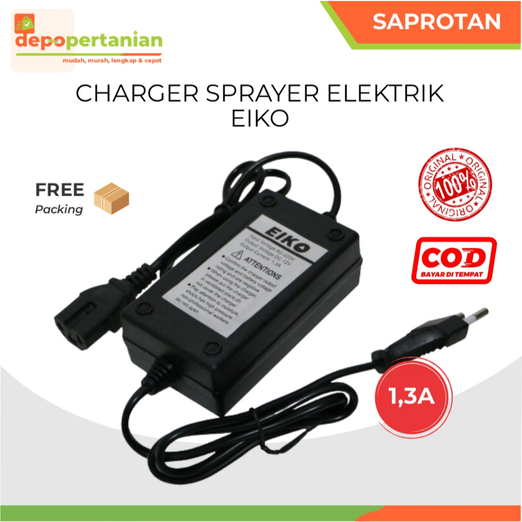 Depo Pertanian - Charger Sprayer Elektrik Cas Aki Eiko 1.3A 12V