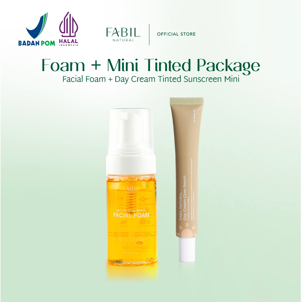 [2 pcs] Fabil Bundle Facial Foam + Day Cream Glow Tinted Sunscreen Travel Size SPF 45 PA+++ - Sabun 