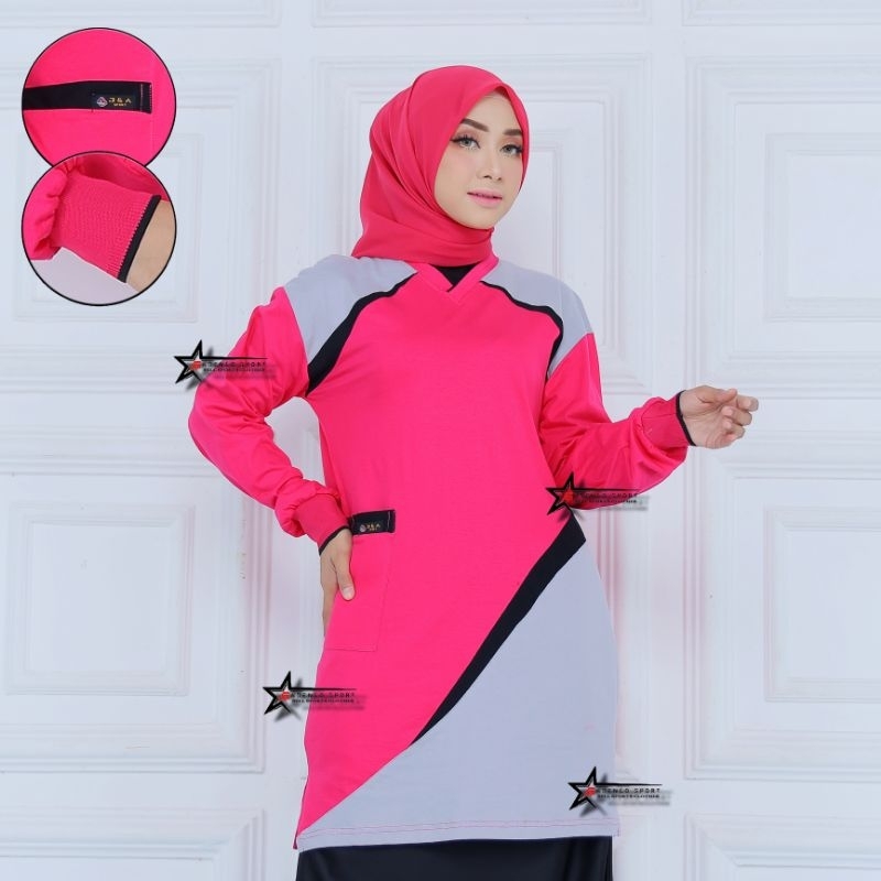 Baju Senam Tunik Muslimah syar'i / Atasan Kaos Olahraga Tunik Muslimah
