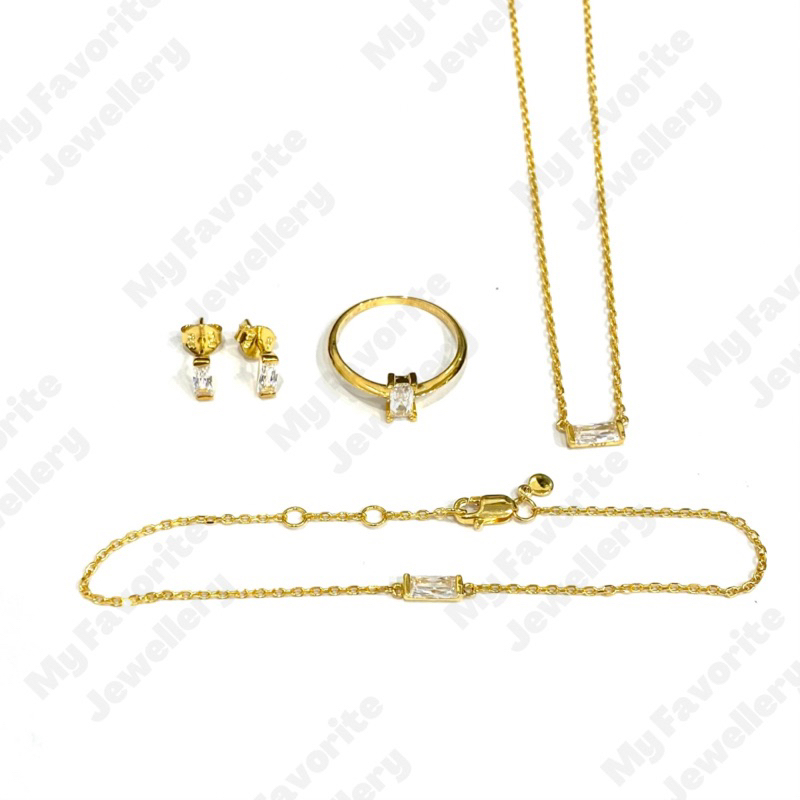 Set Perhiasan Kalung Gelang Cincin Giwang Emas Asli Kadar 875
