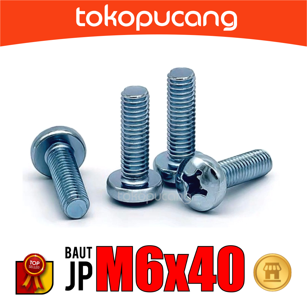 100pcs Baut JP M6X40 mm Baut Obeng Plus M6x40mm Baut Plus M6 x 40mm