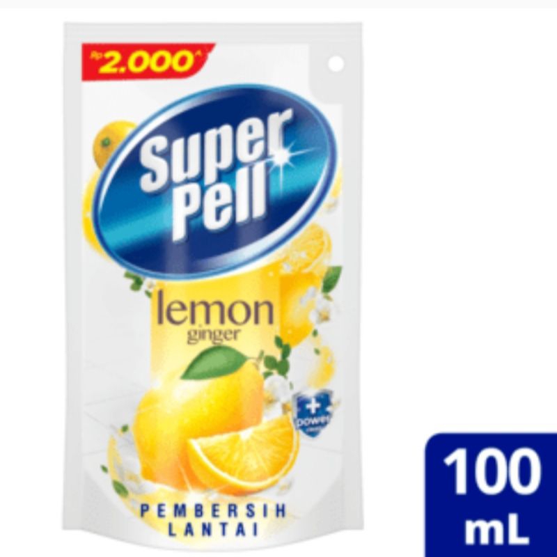 Super Pell Pembersih Lantai Kuning Lemon Ginger Pouch 6 Sachet Isi 100ml