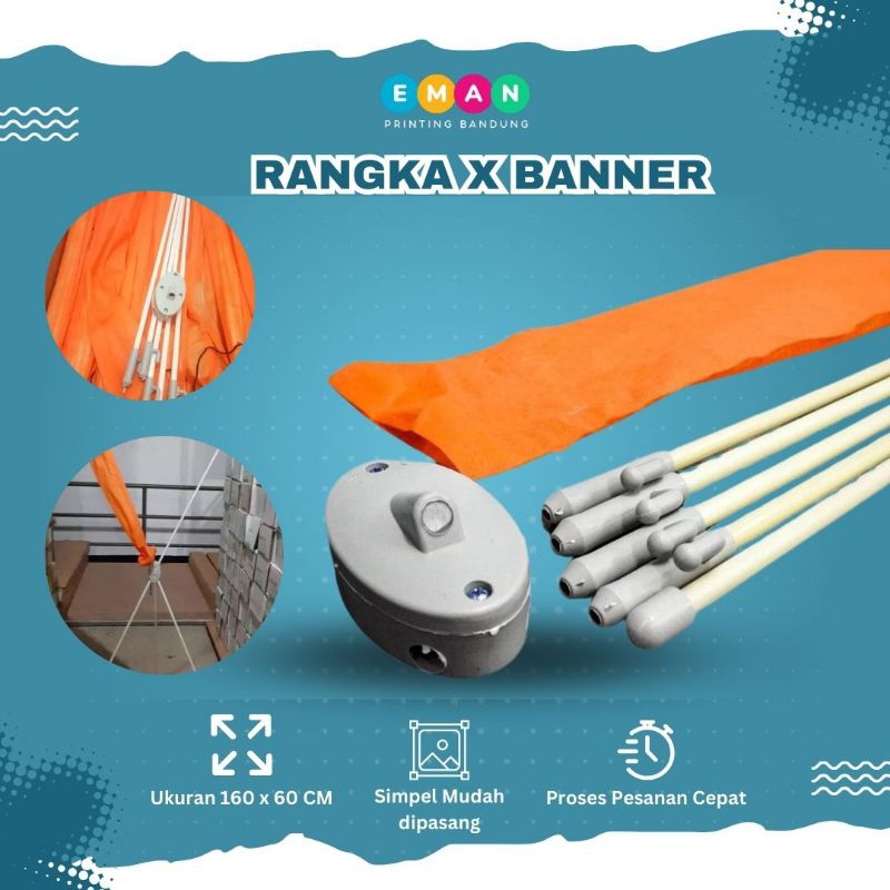 Rangka Tiang X Banner Putih Ukuran 60x160 CM  bahan PVC
