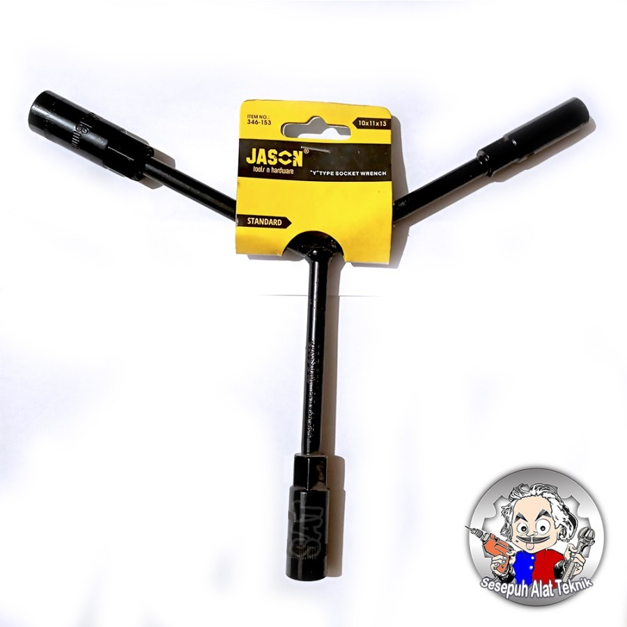 Kunci Sock Y JASON Socket Wrench uk 10 x 11 x 13 mm Kunci Sok Y Pendek Hitam Kunci Shock JASON ORI