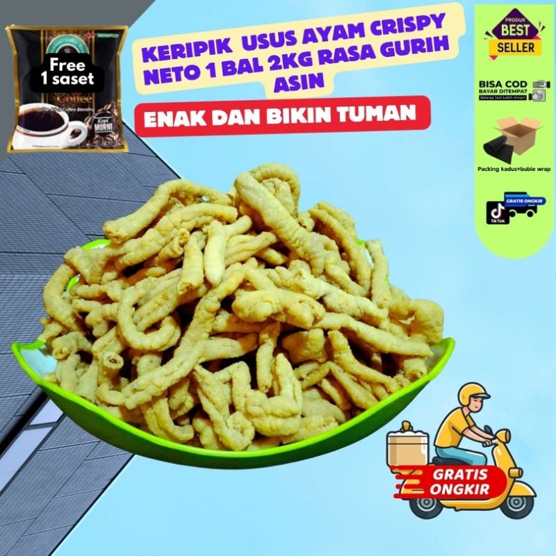 

KERIPIK USUS AYAM CRISPY 1KG GURIH ASIN SNACK FOOD