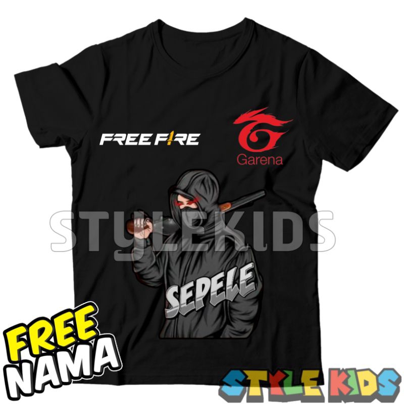 (BISA COD) FREE NAMA Kaos Anak Laki laki Perempuan Logo Sepele Free Fire FF Garena T-shirt Baju Anak