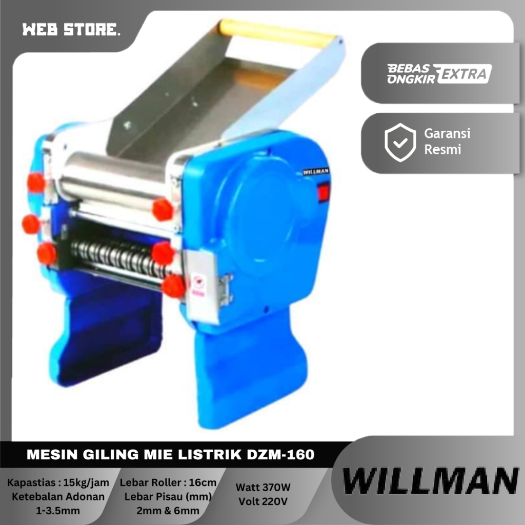 Willman DZM-160 Mesin Penggiling Mie Listrik, Kapasitas 370W, Bisa Atur Ketebalan 1-4mm