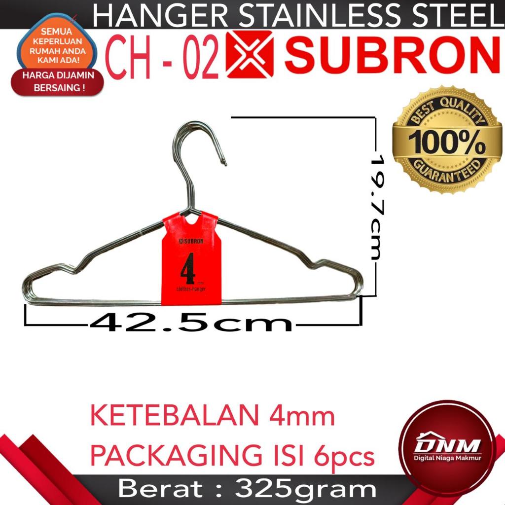 Gantungan Baju Subron Hanger Stainless Steel 4 mm isi 6 pcs