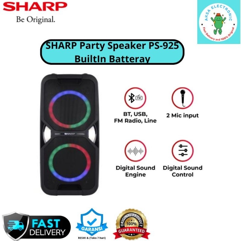 SHARP PS-925 PARTY SPEAKER BUILTIN BATTERAY PORTABLE SPEAKER