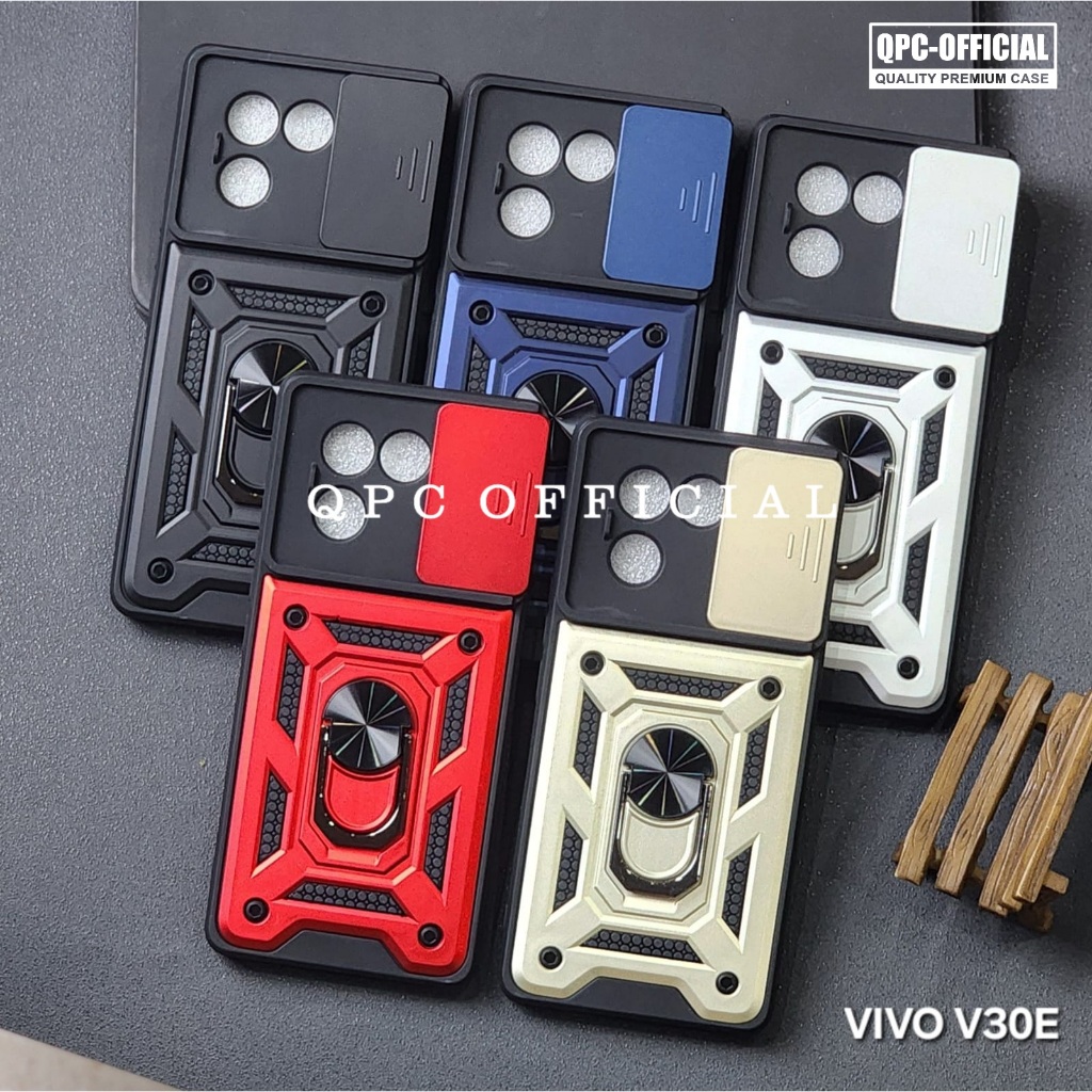 Vivo V30E Case ARMOR SLIDE PROTECT KAMERA Case Robot Slide Kamera + RingStand Case Vivo V30E