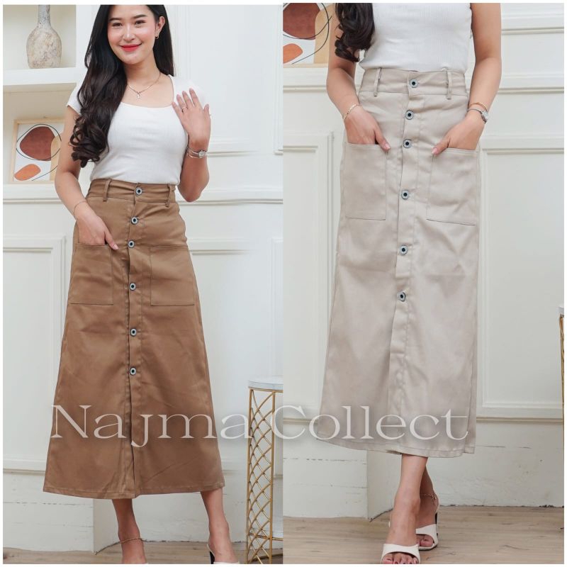 JeansR151 Vicos Skirt Bahan Twill Strecht Premium / Rok Wanita Korean Style / Rok Span / Rok Kerja /