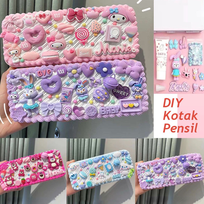 

KODE D26L DIY Tempat Pensil Lucu Deco Cream Clay Kotak Pensil Sanrio Soft Clay Cream Kotak Stationery Clay Pencil Box Menghias Prakarya Anak Kartun Gift