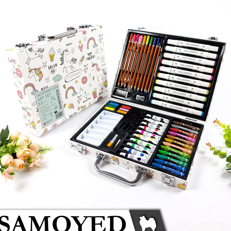 

KODE H12S Peralatan Gambar Warna Lukis Krayon Spidol Pensil Warna Cat Air Padat Cake Blocks Solid Kotak Koper Aesthetic Inspiration Art Set Samoyed INSSU53