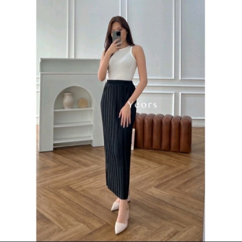 PRELOVED YEORS - Nina Skirt - Rok Plisket Panjang Spandex Premium Highwaist