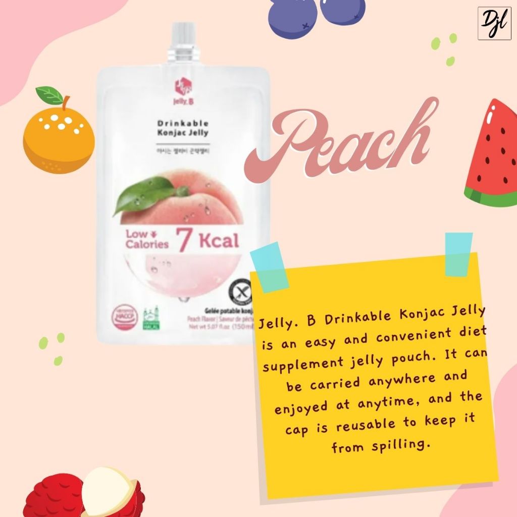 

Ay00! Jelly.B Drinkable Konjac Jelly 150ml Minuman Jeli Import Sari Rasa Buah 1 Pouch Makanan
