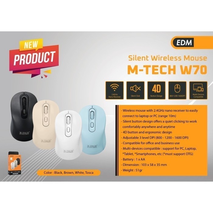 

Piscoklegit_ M-Tech W70 Silent Mouse Wireless 2.4 Ghz Mtech