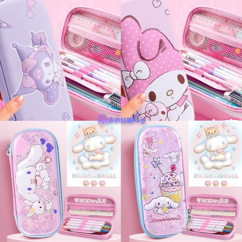 

KODE B88B Sanrio Tempat Pensil Premium Kotak Pensil Sekat Kuromi Melody Pencil Case 3D Timbul