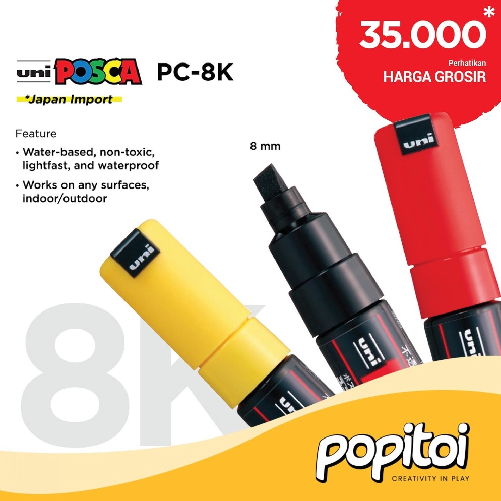 

KODE A92E UNI POSCA PC8K Paint Marker Broad Tip Spidol warna warni PC 8K PC8K