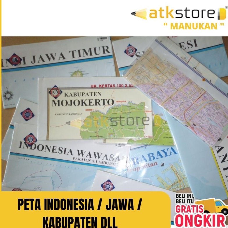 

KODE O45O PETA LIPAT 19 X 79 CM INDONESIA PULAU PROVINSI KABUPATEN JAWA SURABAYA