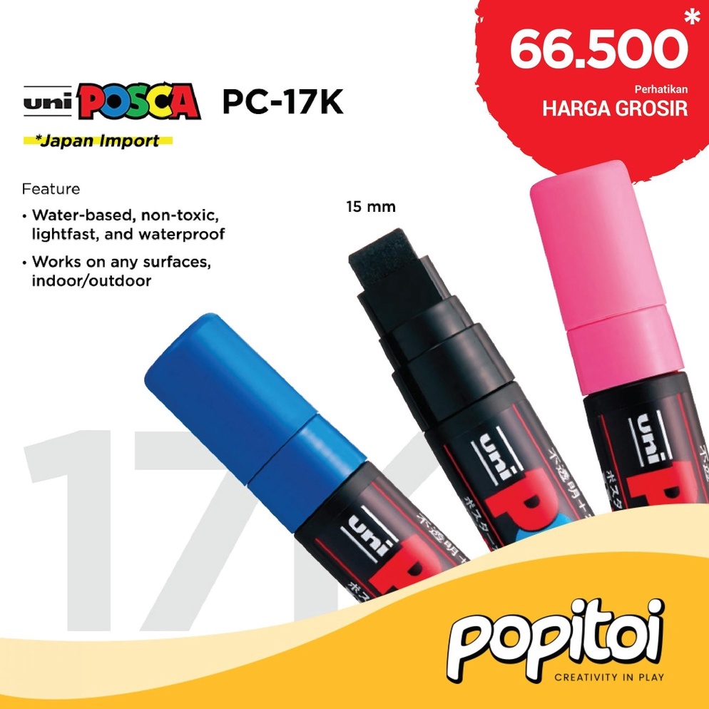 

KODE P29J UNI POSCA PC17K 15mm Extra Broad Tip Water Based Pen