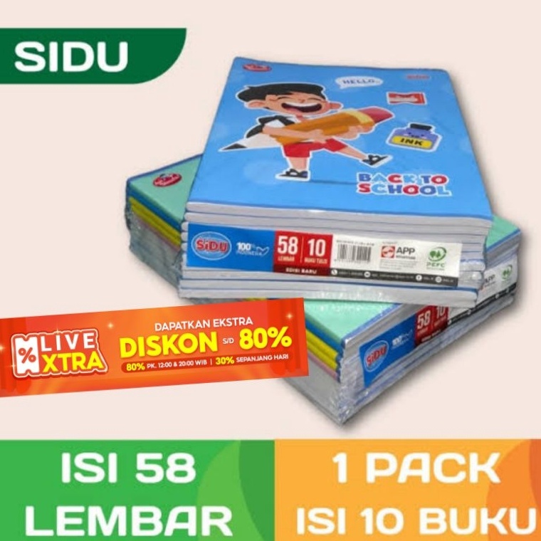 

KODE Y25C BUKU TULIS SINAR DUNIA 58 LEMBAR SIDU EB 58 PACK ISI 1 PCS