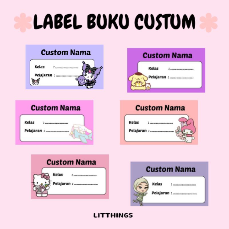 

(isi 16 pcs) Custom Label Buku Sekolah Stiker Nama Buku