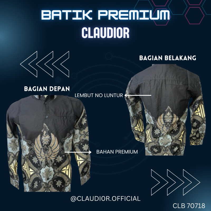 Kemeja Batik Panjang Claudior Slimfit Original 100% CLB70718