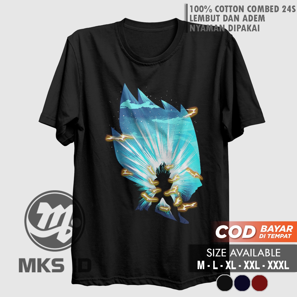 Kaos Anime Dragon Ball Vegeta Final Flash Blue Baju Anime Dragonball Pria Wanita Keren Distro Premiu